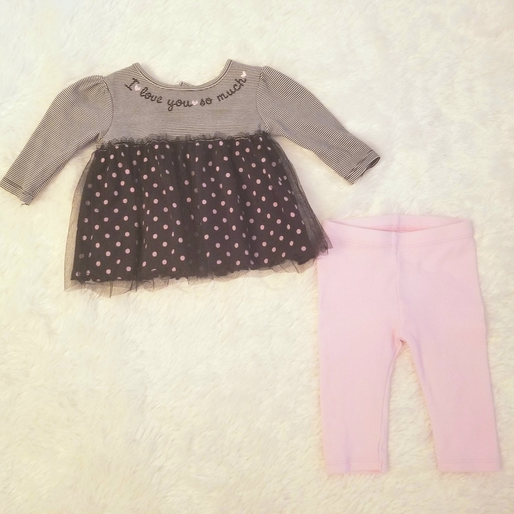 David Tutera Black and Pink Baby Pants Set
